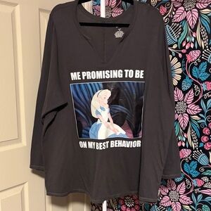 Disney Grey Long Sleeve Tee with Alice Print